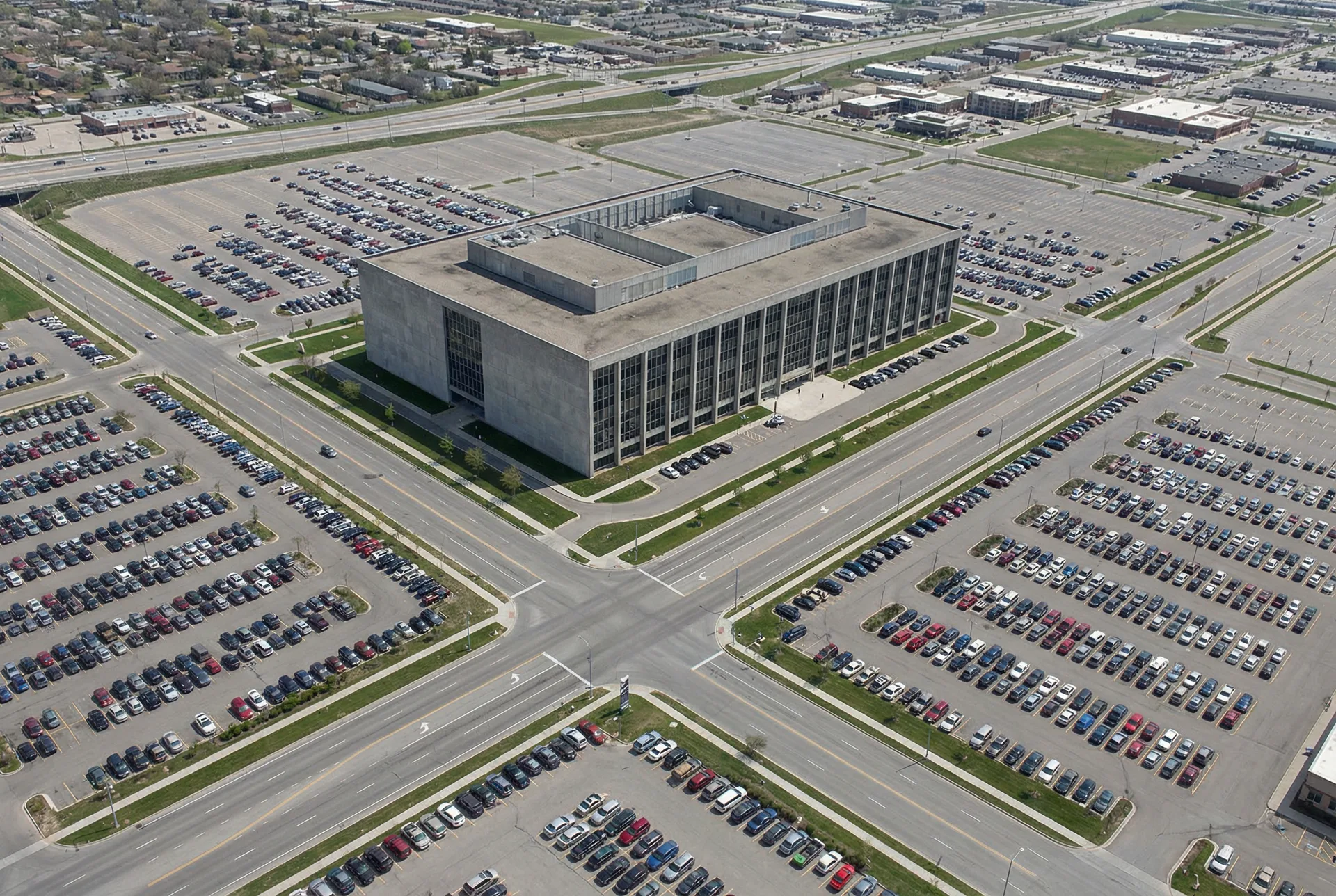 Car-centric campus layout