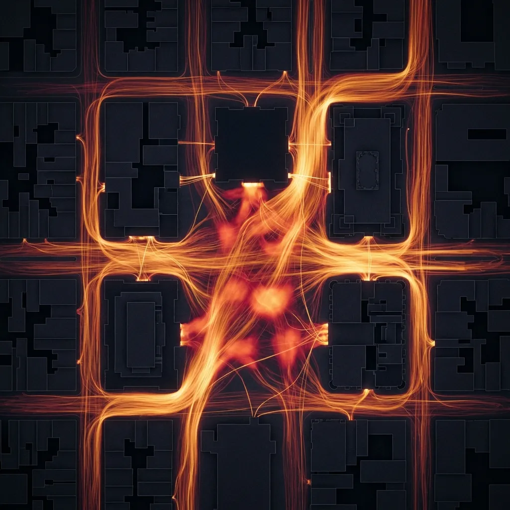 Pedestrian flow heatmap simulation